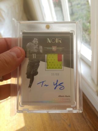 2018 - 19 Panini Noir Trae Young Hawks RPA RC 2 - Color Patch AUTO 11/99 JERSEY  4