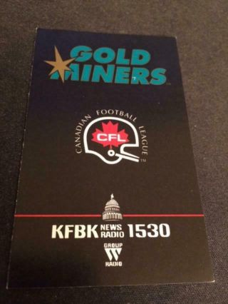 1993 Sacramento Gold Miners Cfl Canadian Football Pocket Schedule Us Team In Cfl