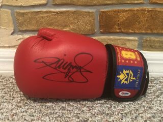 Manny Pacquiao Signed Auto Red Mp8 Left Boxing Glove Psa Mayweather Photo Proof