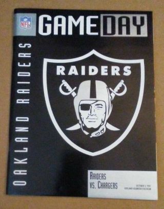 Oakland Raiders Vs.  San Diego Chargers Game Day Program: Oct 5,  1967 Nm