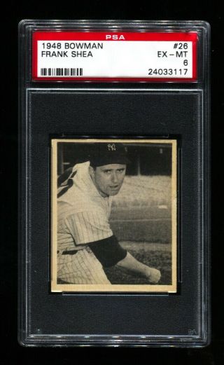 1948 Bowman Set Break Frank Shea 26 Yankees Psa 6 Sharp J2m