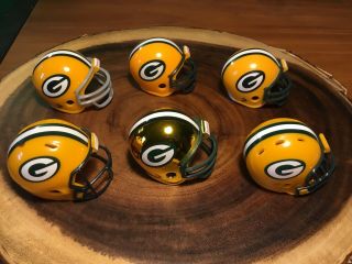 (6) Riddell Pocket Pro Football Helmets (green Bay Packers)