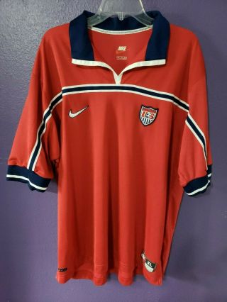 Vintage 90s 1998 Nike Usmnt World Cup Usa Soccer Alternate Red Jersey Mens Xl