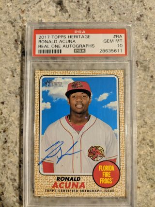 2017 Topps Heritage Ronald Acuna Real One Rc Auto Psa 10