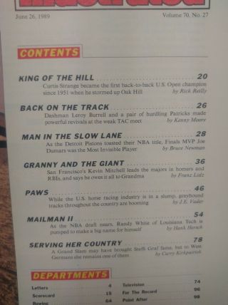 Sports Illustrated 1989 June 26 Curtis Strange Leroy Burrell greyhound racing 2