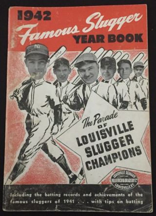 1942 " Famous Slugger " Louisville Baseball Bat Yearbook W/ Dimaggio & Williams