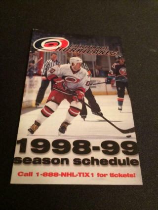 1998 - 99 Carolina Hurricanes Hockey Pocket Schedule Sprint Version