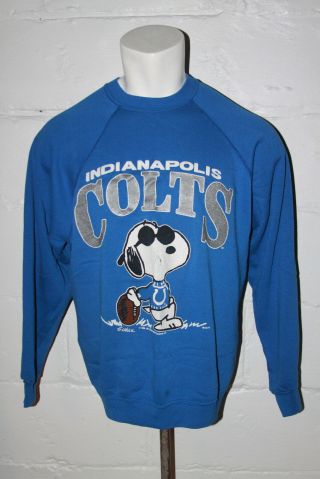 Vtg Indianapolis Colts Snoopy Peanuts Joe Cool Football Crewneck Sweatshirt Xl