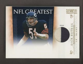 2011 National Treasures Dick Butkus Prime 2 Color Jersey Patch /49 Bears