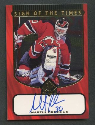 1998 Sp Authentic Sign Of The Times Martin Brodeur Devils Hof Auto