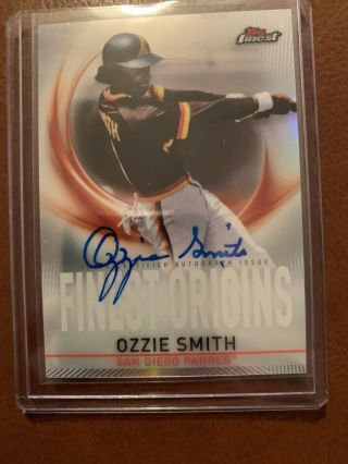 Ozzie Smith 2019 Topps Finest Origins Refractor Auto Padres Autograph Foa - Os