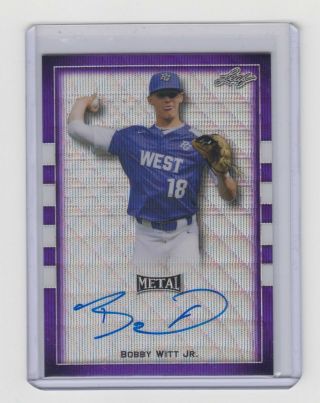 2018 Leaf Metal Perfect Game All - American Bobby Witt Jr Purple Flag Etch Auto /8