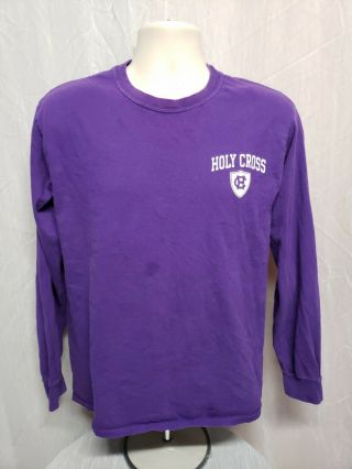 College Of The Holy Cross Crusaders Adult Medium Purple Long Sleeve Tshirt