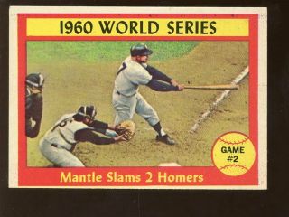 1961 Topps Baseball Card 307 Mickey Mantle World Series Home Run Nrmt