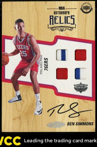 2016 Ud Supreme Hard Court Relics Ben Simmons Rookie Rc Auto Patch,  Uda (pwcc)