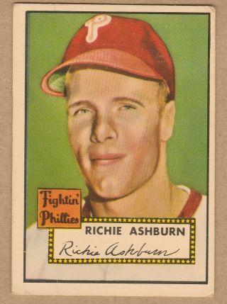 1952 Topps Baseball Philadelphia Phillies Richie Ashburn 216 - Bv $250