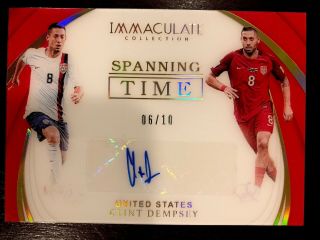 2018 - 19 Immaculate Clint Dempsey Auto 6/10 Spanning Time Usa National Team