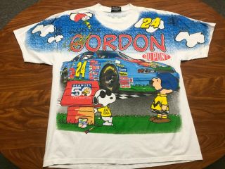 Mens Vintage 2000 Jeff Gordon All Over Print White Nascar Racing Shirt Size Xl