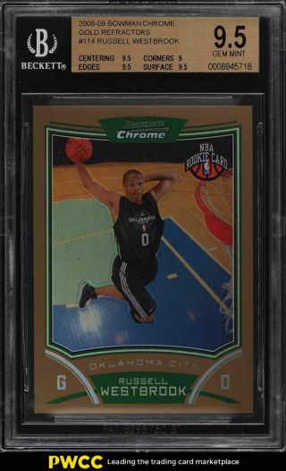 2008 Bowman Chrome Gold Refractor Russell Westbrook Rookie Rc /50 Bgs 9.  5 (pwcc)