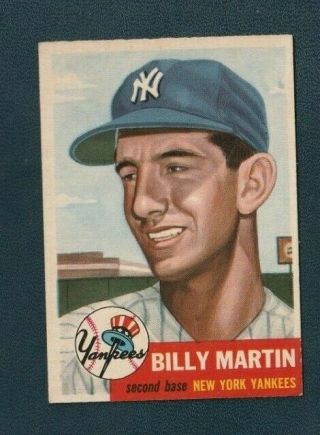 1953 Topps Billy Martin 86 Nm W/tiny Creased Tip Yankees