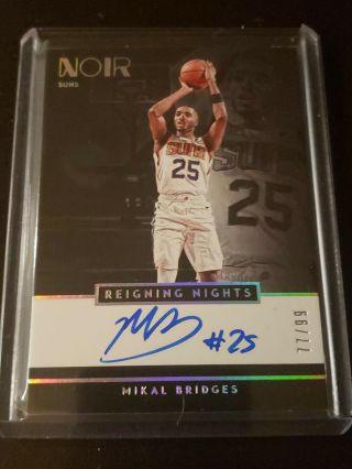 Mikal Bridges 2018 - 19 Noir Reigning Nights Signatures Rookie On - Card Auto /99