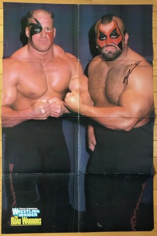 The Road Warriors - Wrestling Insider Fold - Out Poster - Autographed By Animal