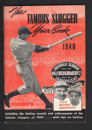 1940 Famous Slugger Baseball Yearbook W/ Joe Dimaggio Cover