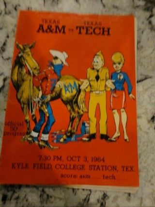 1964 Texas A&m Vs Texas Tech Football Program Oct.  3 - Kyle Field