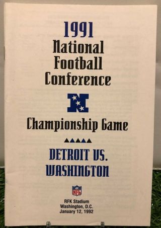 1991 Nfc Championship Game Media Guide Detroit Lions Washington Redskins Nfl
