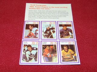 1970 - 71 Esso Hockey Uncut Sheet Of 6 Stamps 6