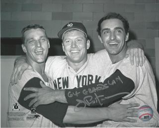 Ny Yankees Joe Pepitone Autographed 8x10 Photo With Mickey & Roger 64 Grand S