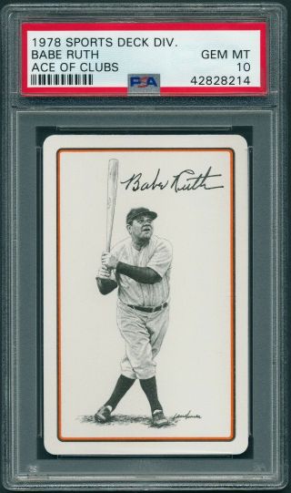 1978 Sports Deck Babe Ruth Ace Of Clubs Psa 10 [bbe]
