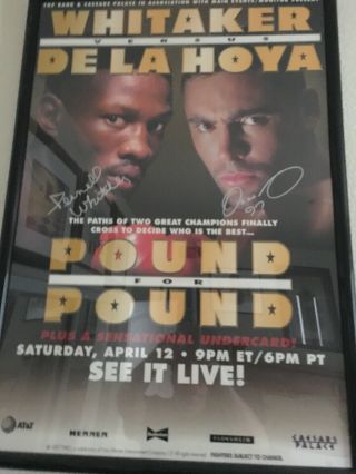 Boxing World Champion Autographed,  Framed Poster By De La Hoya And Whitaker