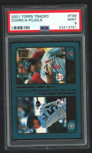 2001 Topps Traded Ichiro/albert Pujols Rc T99 Psa 9 Cardinals/mariners