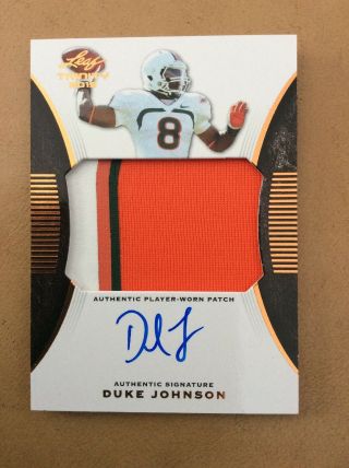 2015 Duke Johnson Leaf Trinity Rookie 3 Color Jersey Autograph Miami Hurricanes