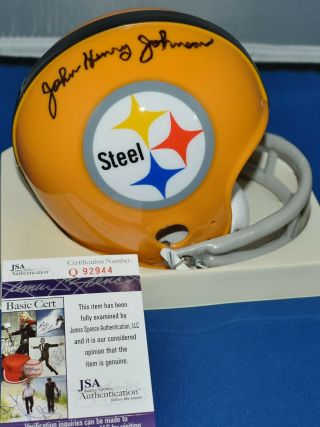 John Henry Johnson Autographed 1962 Mini Helmet Pittsburgh Steelers Hof Jsa