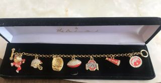 Ohio State Univ Osu Football Charm Bracelet Gold Plated Crystal Danbury $99