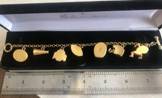 Ohio State Univ OSU Football Charm Bracelet Gold Plated Crystal Danbury $99 3