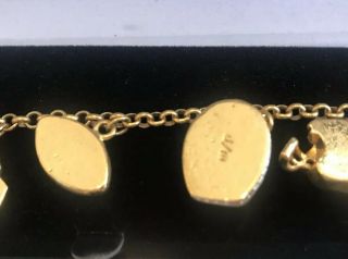 Ohio State Univ OSU Football Charm Bracelet Gold Plated Crystal Danbury $99 6