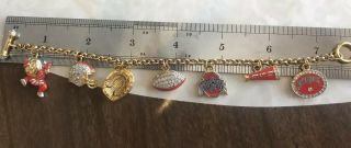 Ohio State Univ OSU Football Charm Bracelet Gold Plated Crystal Danbury $99 8