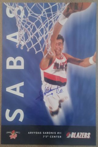 Arvydas Sabonis 1998 Portland Trail Blazers Signed Poster Tony 