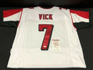 Michael Vick Atlanta Falcons Signed White Custom Jersey Jsa Witness Wp826787