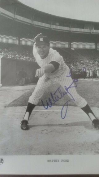 Hof Whitey Ford Signed Autographed Vintage 8x10 Photo York Yankees