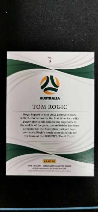 2018 - 19 soccer immaculate australia tom rogic 23/25 jersey number base ebay 1/1 2