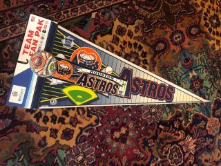 1990’s Houston Astros Pennant Plus Pin Sticker Full Size National League