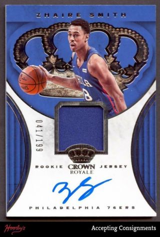 2018 - 19 Crown Royale Rookie Jersey Autograph Zhaire Smith Auto Jersey Rc 041/199