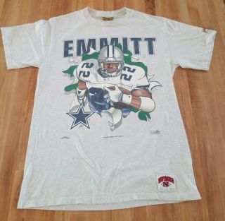 Vtg Nutmeg Emmitt Smith 22 Dallas Cowboys T - Shirt M Vintage Nfl Hof
