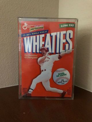 Mark Mcgwire 70 Home Runs Vintage 1998 Season Wheaties Cereal Box With Case