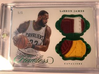 Lebron James 16/17 Flawless Dual Patch Logoman Emerald 5/5 1/1