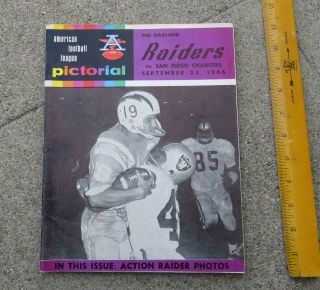 Sept 25 1966 Oakland Raiders Vs.  San Diego Chargers Football Program
